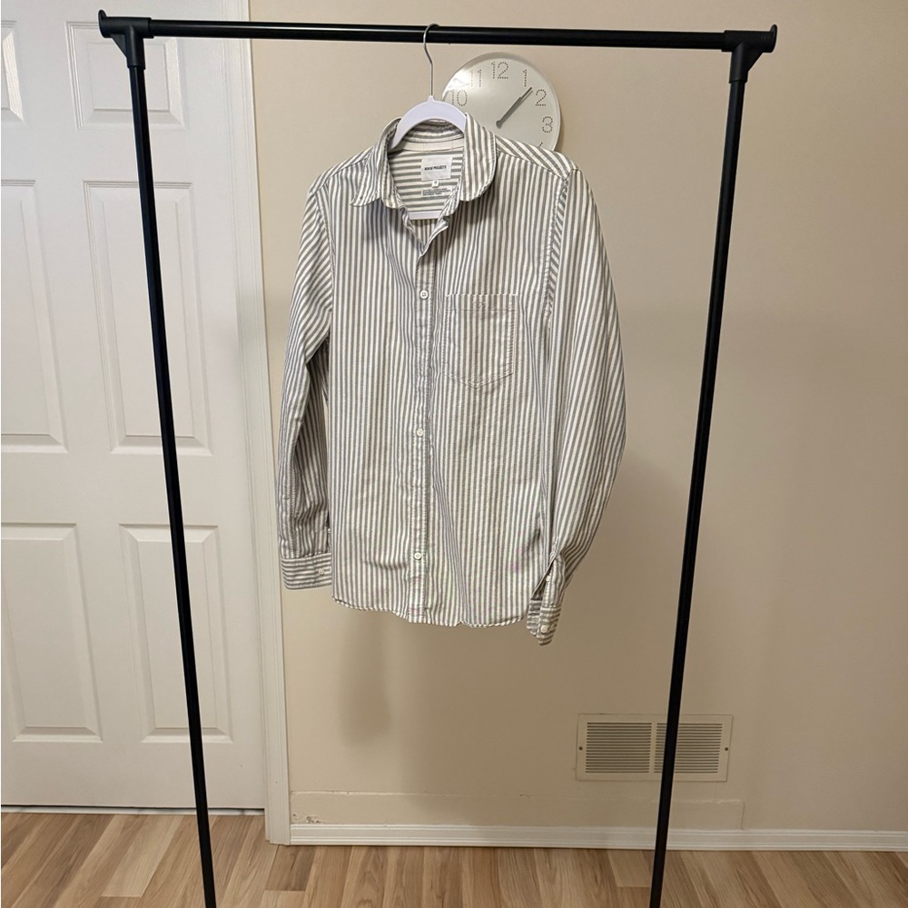 Norse Projects Black and White Striped Button Down Shirt